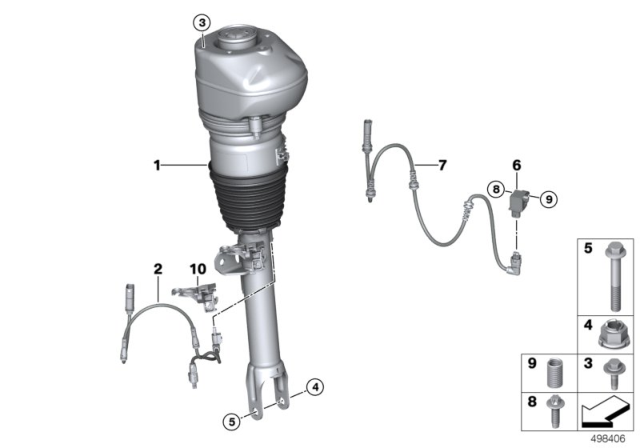 2020 BMW 740i Air Spring Strut Front Right Diagram for 37106899038