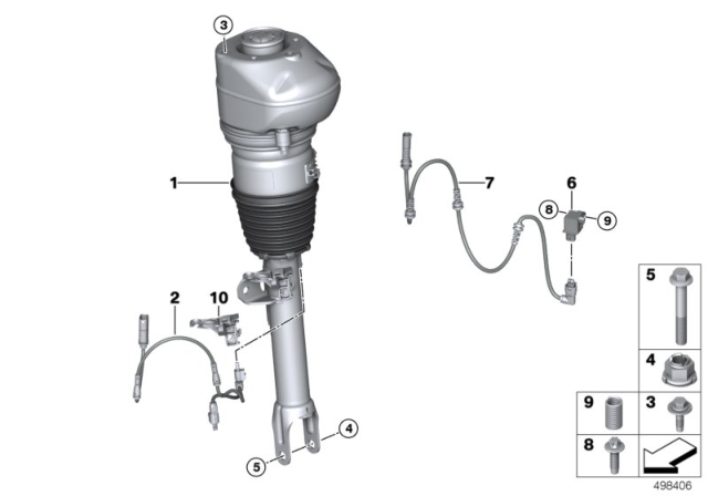 2020 BMW 740i Air Spring Strut, Front Diagram