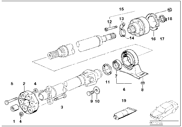 1995 BMW M3 Drive Shaft-Center Bearing-Constant Velocity Joint Diagram