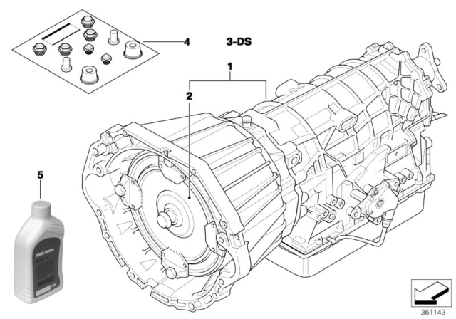 2003 BMW 540i Torque Converter Diagram for 24401423069