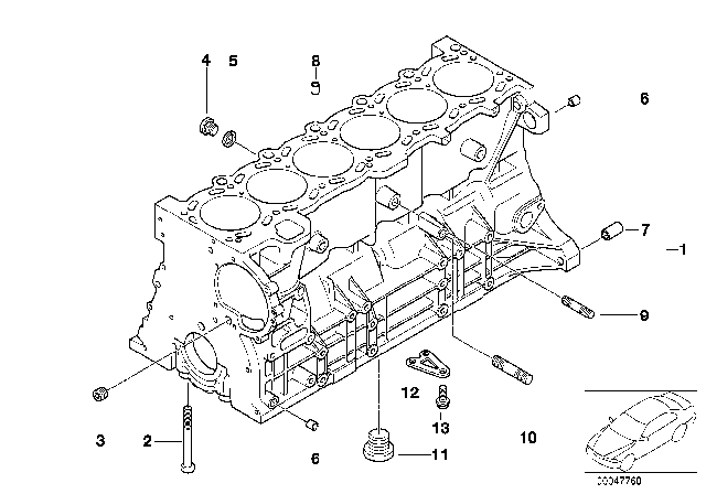2001 BMW 330Ci Engine Block & Mounting Parts Diagram 1