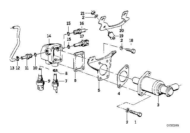 1984 BMW 633CSi Cooling System - Water Hoses Diagram 3