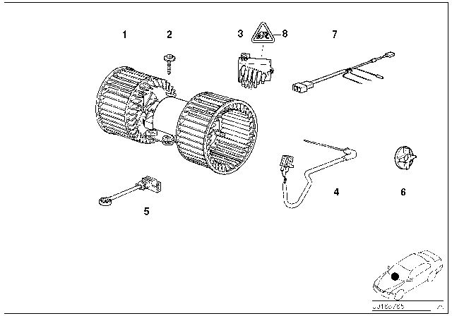 2005 BMW X5 Repair Kit, Evaporator Sensor Diagram for 64116972109