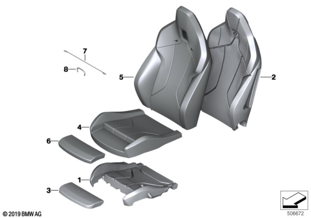 2020 BMW M235i xDrive Gran Coupe LEATHER COVER SPORT BACKREST Diagram for 52109458802