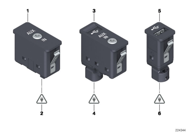 2017 BMW X3 USB / Aux-In / Av-In Sockets Diagram