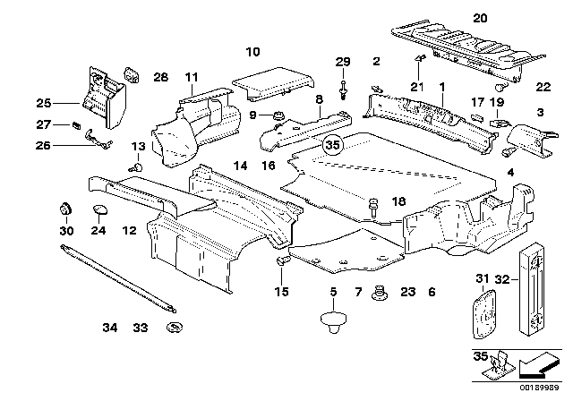 1993 BMW 325i Trunk Trim Panel Diagram