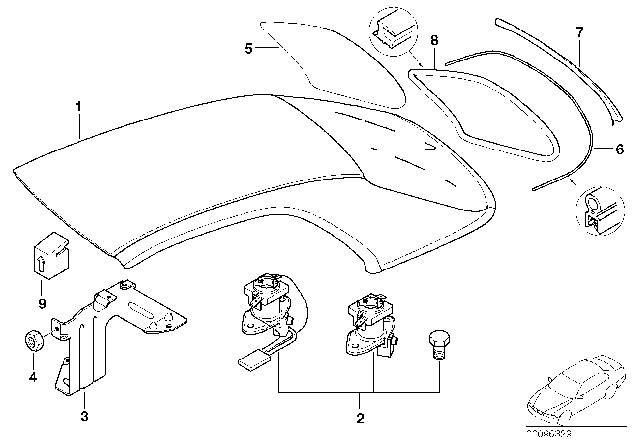 2001 BMW 325Ci Hardtop, Decor Trim, Black Diagram for 54218261947