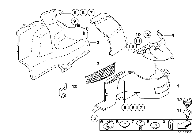 2006 BMW Z4 M Trim Panel, Trunk, Top, Left Diagram for 51473420867