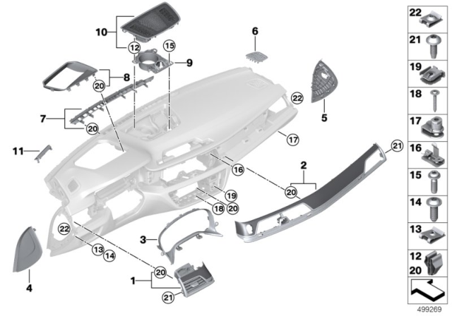 2018 BMW M760i xDrive Mounting Parts, Instrument Panel Diagram 2