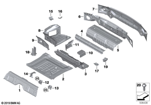 2019 BMW M850i xDrive Mounting Parts For Trunk Floor Panel Diagram