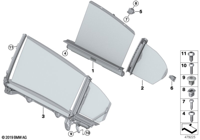 2018 BMW 530e Roller Sun Visor, Rear Door Diagram