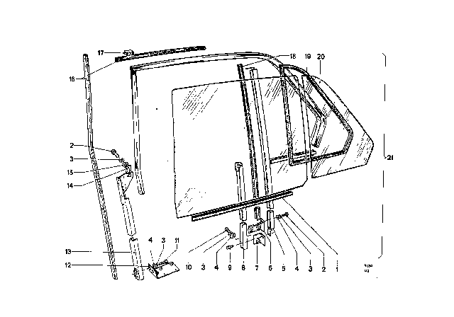1969 BMW 2000 Window Guide, Front Diagram for 51326654262