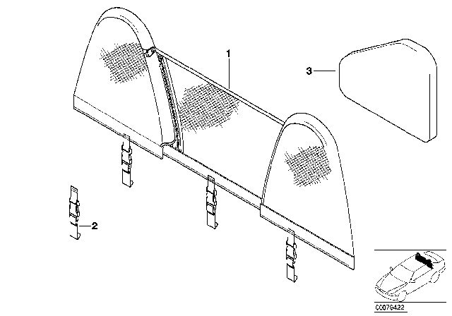 2001 BMW Z8 Roadster(E52) Wind Deflector Rollover Protection System Diagram