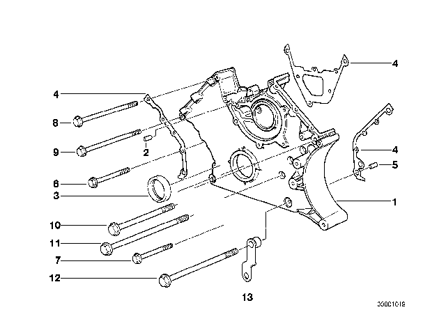 1996 BMW 840Ci Timing Case Cover, Bottom Diagram for 11141702543