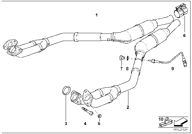 1995 BMW 840Ci Catalytic Converter Diagram for 18301742333