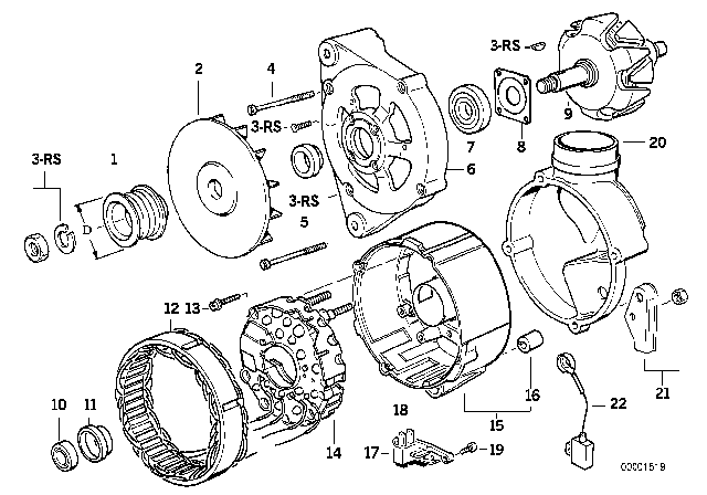 1994 BMW 525i Alternator, Individual Parts Diagram 1