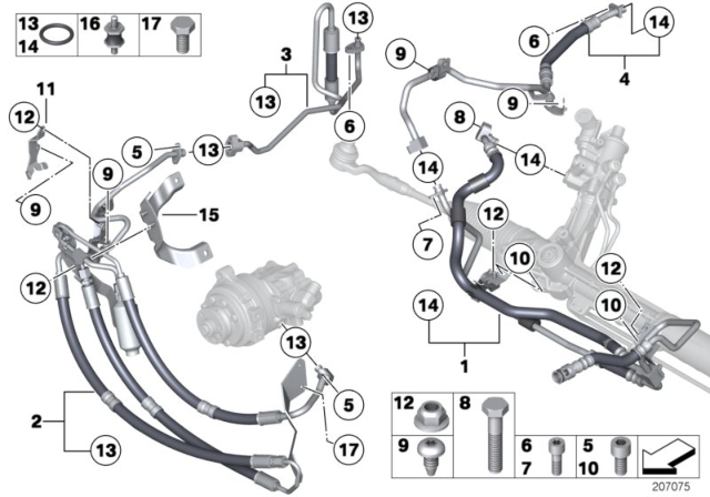 2010 BMW 760Li Power Steering / Oil Pipe Diagram