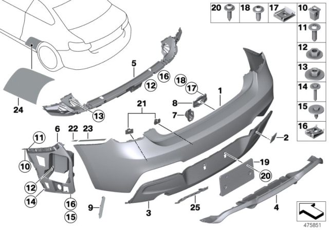 2016 BMW M2 Panel, Bumper, Primed, Rear Diagram for 51128079559