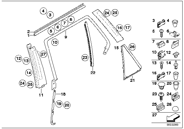 2005 BMW X5 Trims And Seals, Door Diagram 4