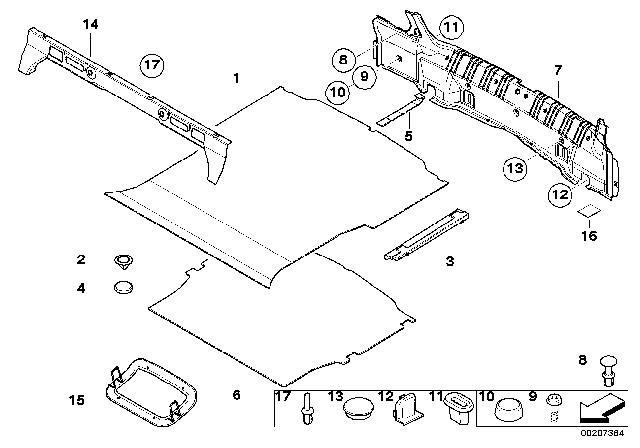 2002 BMW 325Ci Trim Panel, Rear Trunk / Trunk Lid Diagram 1