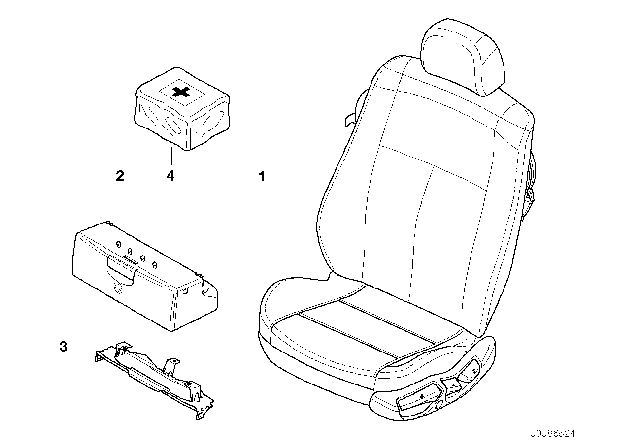 2004 BMW 325i Seat, Front, Complete Seat Diagram 1