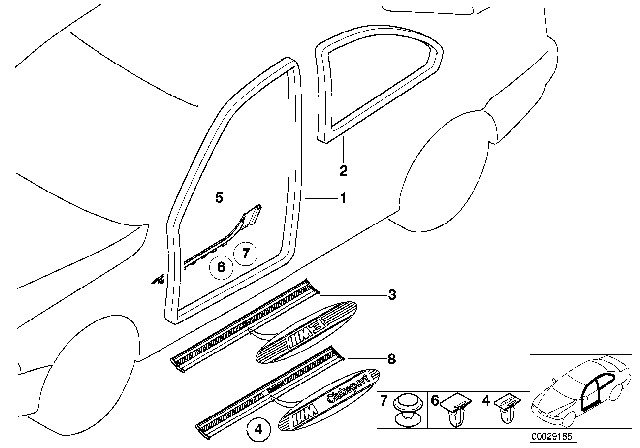 1994 BMW 318is Front Left Door Seal Diagram for 51711977727