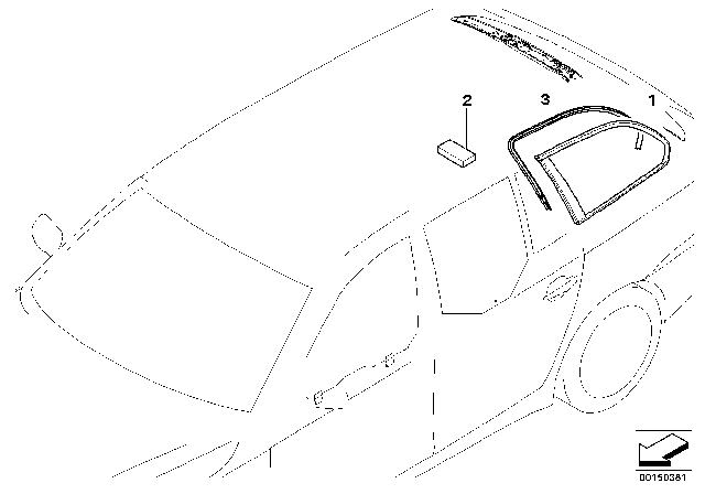 2007 BMW 530xi Edge Protection, Side Window Rear Right Diagram for 51727110582