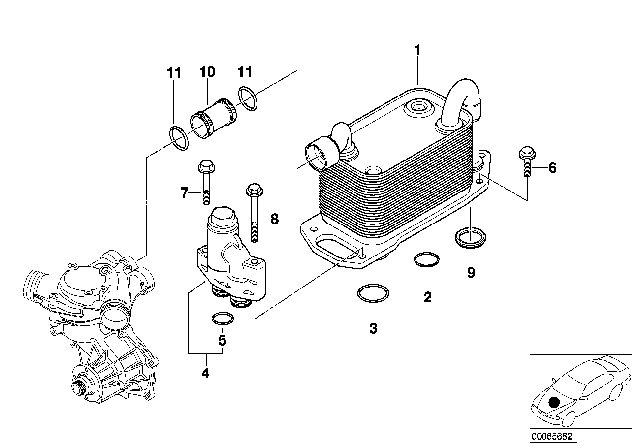 2003 BMW Z8 Lubrication System, Engine Oil Cooling Diagram