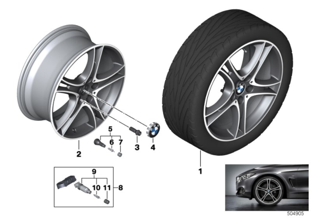 2020 BMW 228i xDrive Gran Coupe GLOSS-TURNED LIGHT ALLOY RIM Diagram for 36116855092