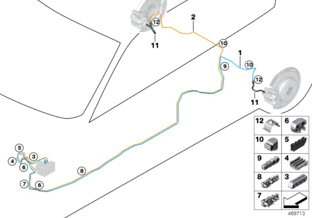 2018 BMW 330e Brake Pipe, Rear Diagram