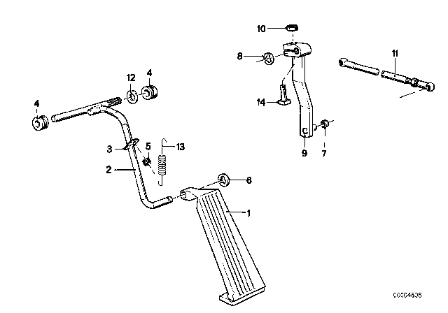 1978 BMW 530i Accelerator Pedal / Rod Assy Diagram 2