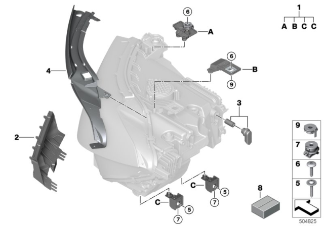 2020 BMW M850i xDrive Single Components For Headlight Diagram