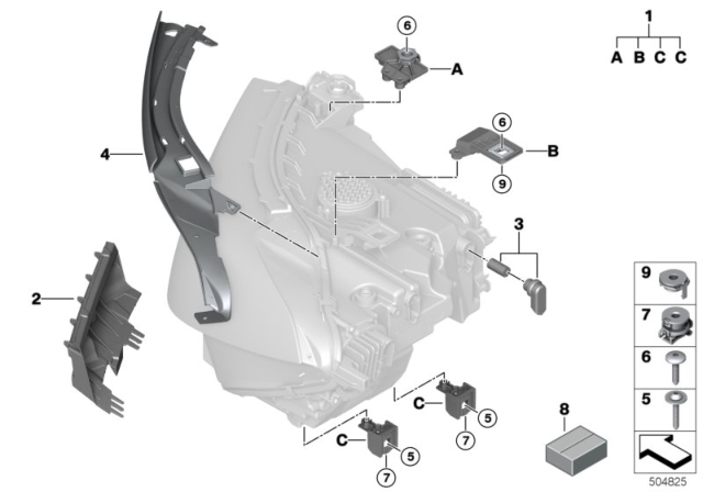 2020 BMW 840i Bracket Headlight Right Diagram for 63119498654