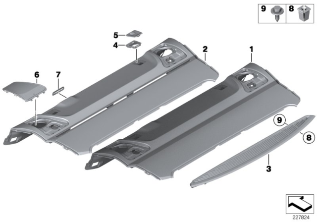 2011 BMW 550i Rear Window Shelf Diagram