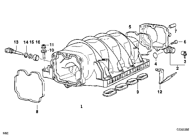 1995 BMW 740i Intake Manifold System Diagram