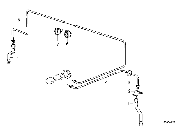 1987 BMW 325i Brake Pipe, Front Diagram