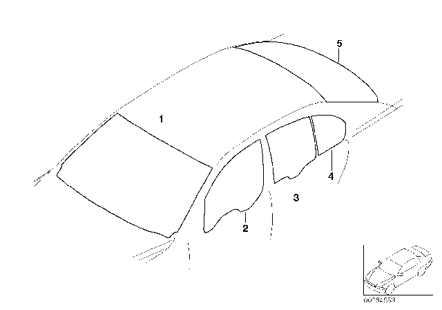 2004 BMW 745Li Side Window, Green, Door, Rear Left Diagram for 51357026153