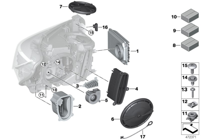 2016 BMW M4 Single Parts, Headlight Diagram 2