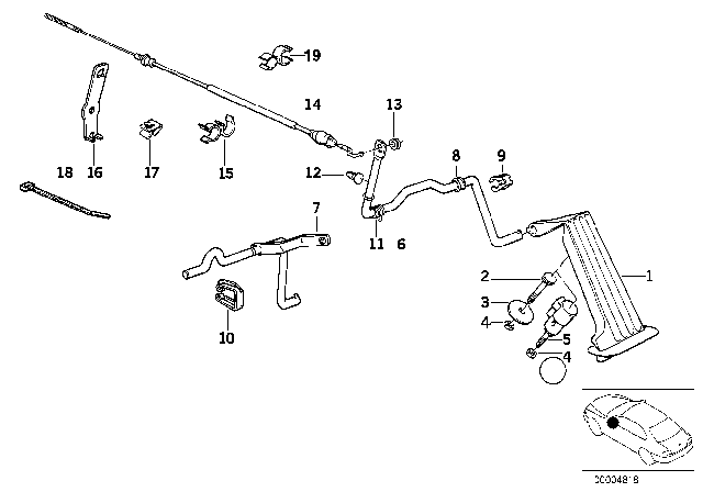 1988 BMW 735i Accelerator Pedal / Bowden Cable Diagram