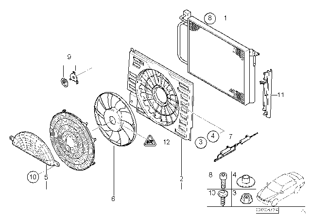 1995 BMW 740i Pusher Fan Diagram for 64546921942