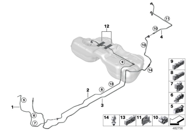 2020 BMW M8 Fuel Pipe And Mounting Parts Diagram