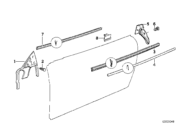 1996 BMW 840Ci Door Weatherstrip Diagram