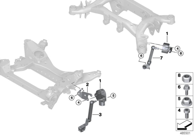 2020 BMW X3 M Headlight Vertical Aim Control Sensor Diagram