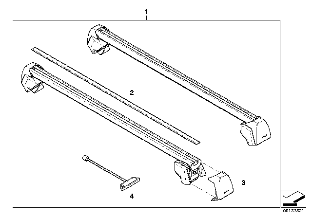 2003 BMW 325Ci Railing Carrier Diagram 1