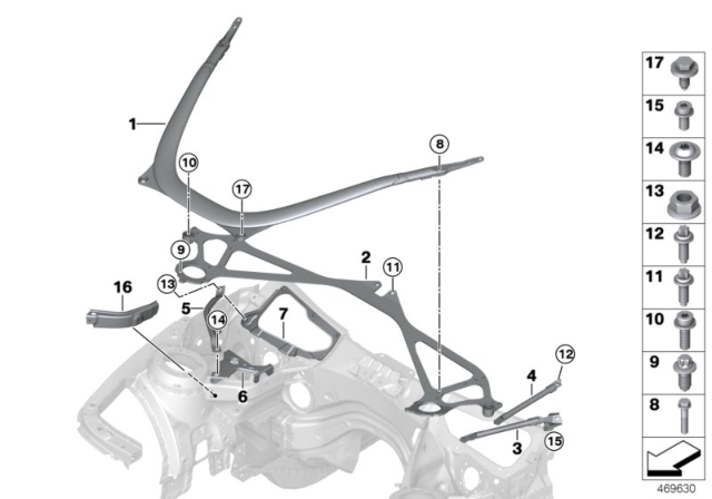 2016 BMW M4 Brace For Body Front End Diagram 2