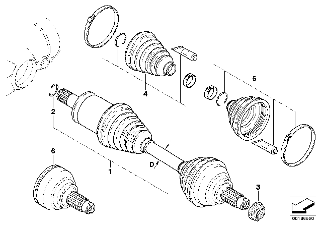 2005 BMW 330xi Cv Axle Shaft Right Diagram for 31607505200