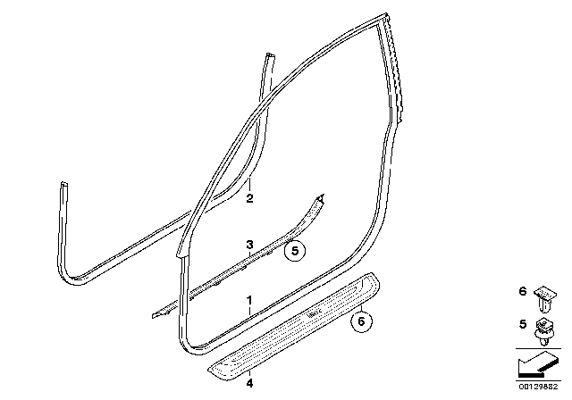 2006 BMW 650i Cover Strip, Entrance, Interior, Left Diagram for 51477073891