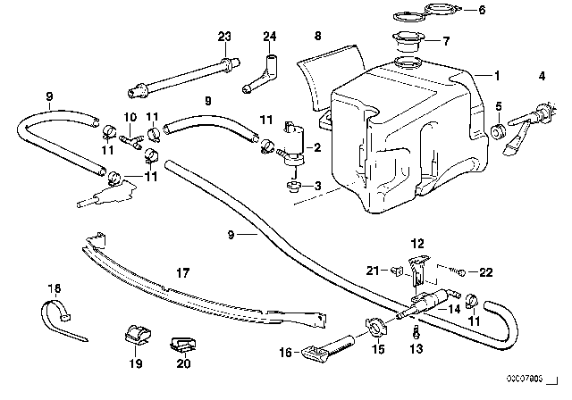 1998 BMW 328is Single Parts For Head Lamp Cleaning Diagram