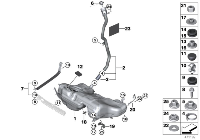 2017 BMW 330e Filler Pipe Diagram for 16117305467