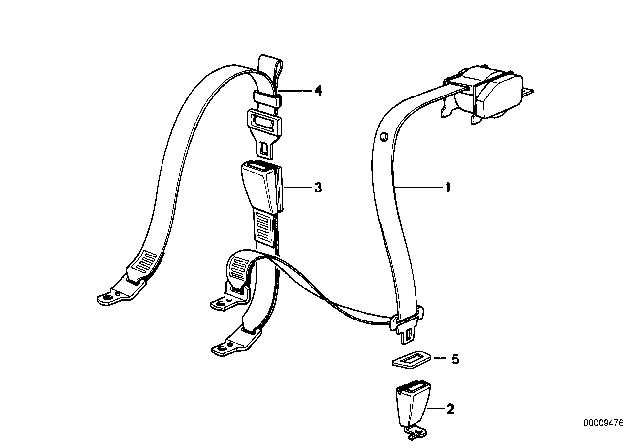 1997 BMW 328i Safety Belt Rear Diagram